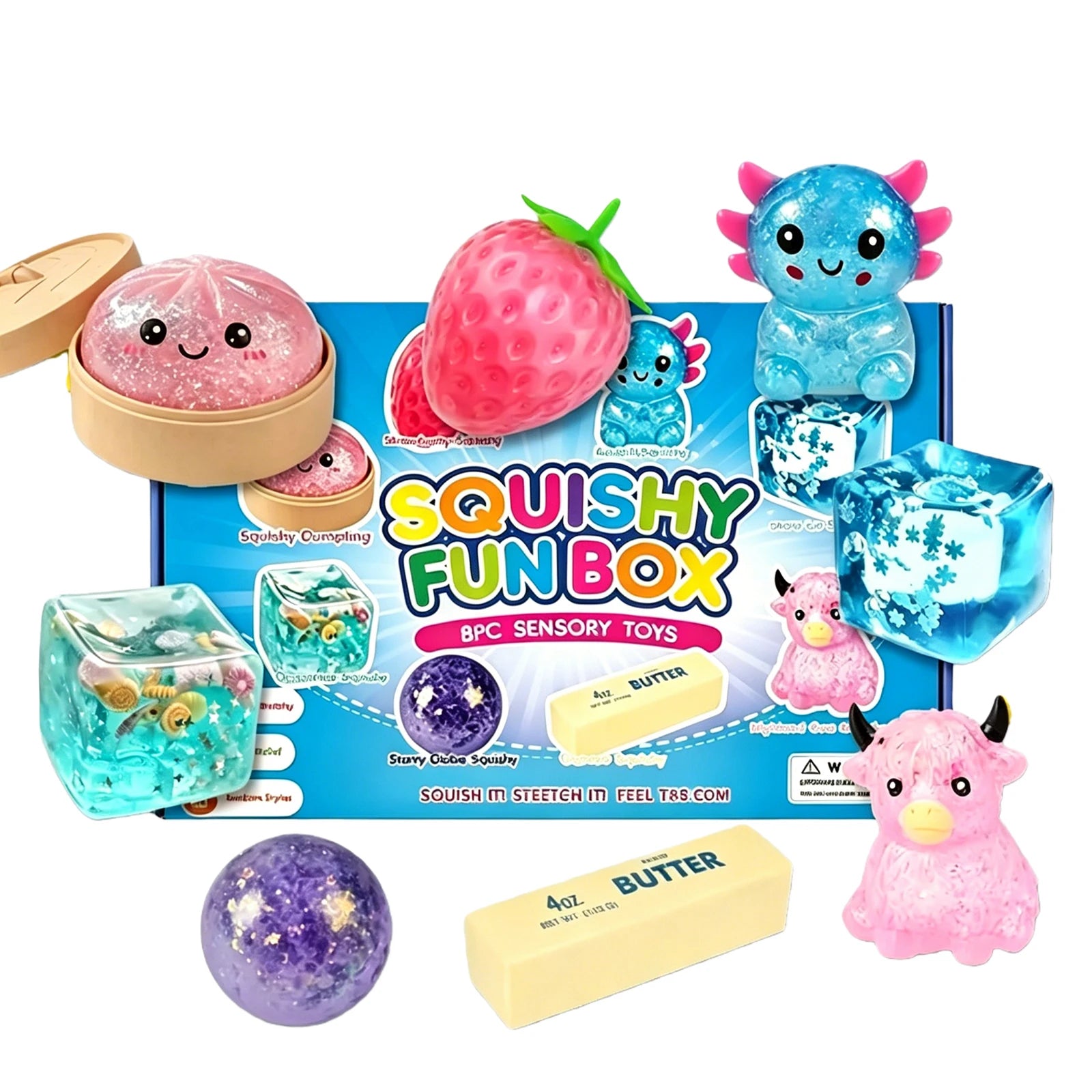 MoMo Mystery Squishy Box™ | 8 Random Slow-Rising Sensory Toys