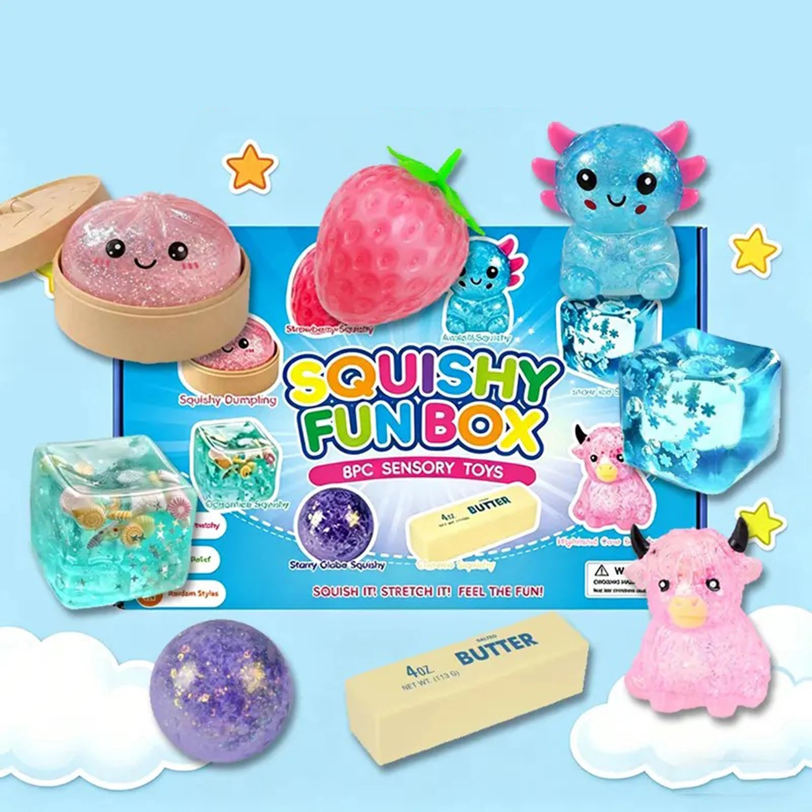 MoMo Mystery Squishy Box™ | 8 Random Slow-Rising Sensory Toys